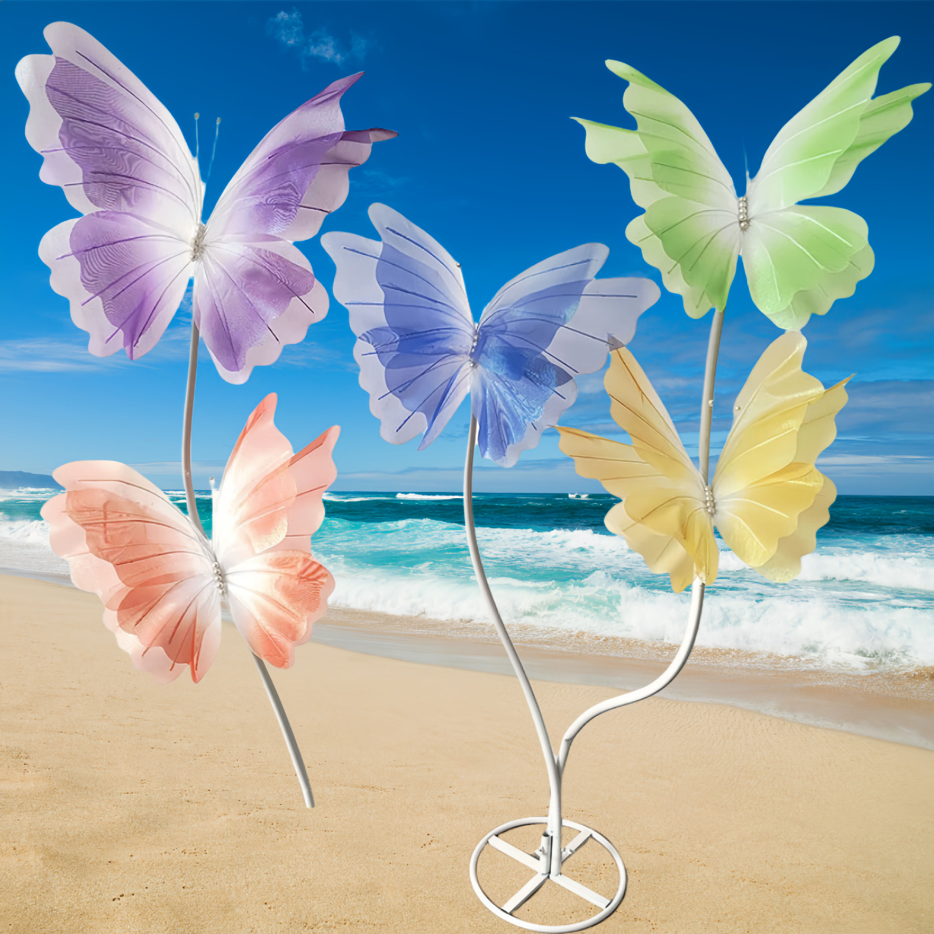 Nueva mariposa de color fantasía flores de decoración de boda flores artificiales simulación artesanía mariposa de seda de color