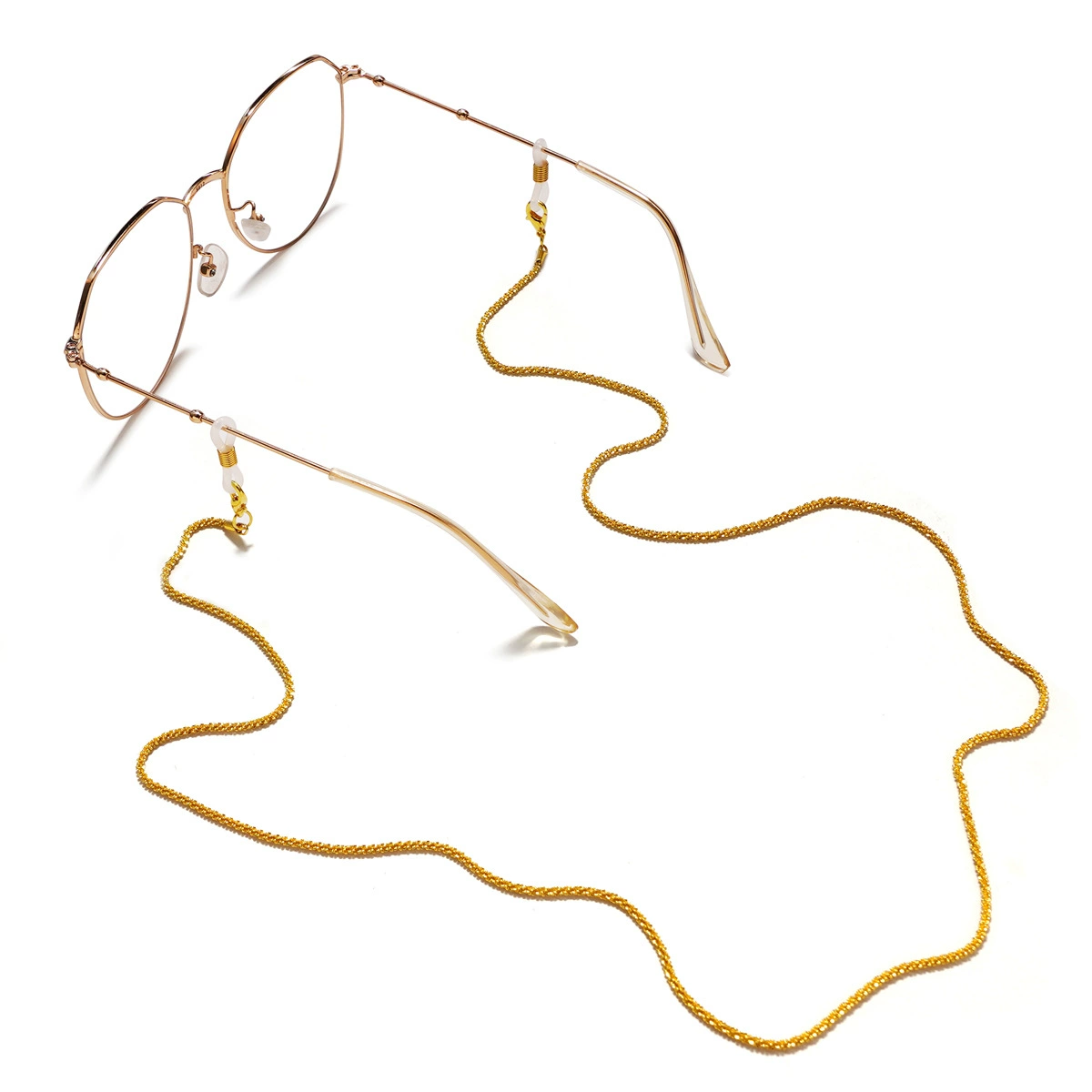 Small design glasses, metal strap, medical mask, light luxury style
