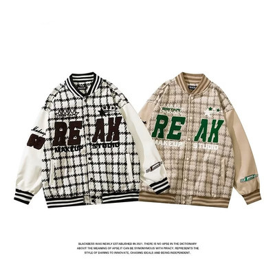 Spring and autumn season American style Retro lattice Jacket men and women lovers Easy Chaopai ins Europe and America leisure time Versatile mlb