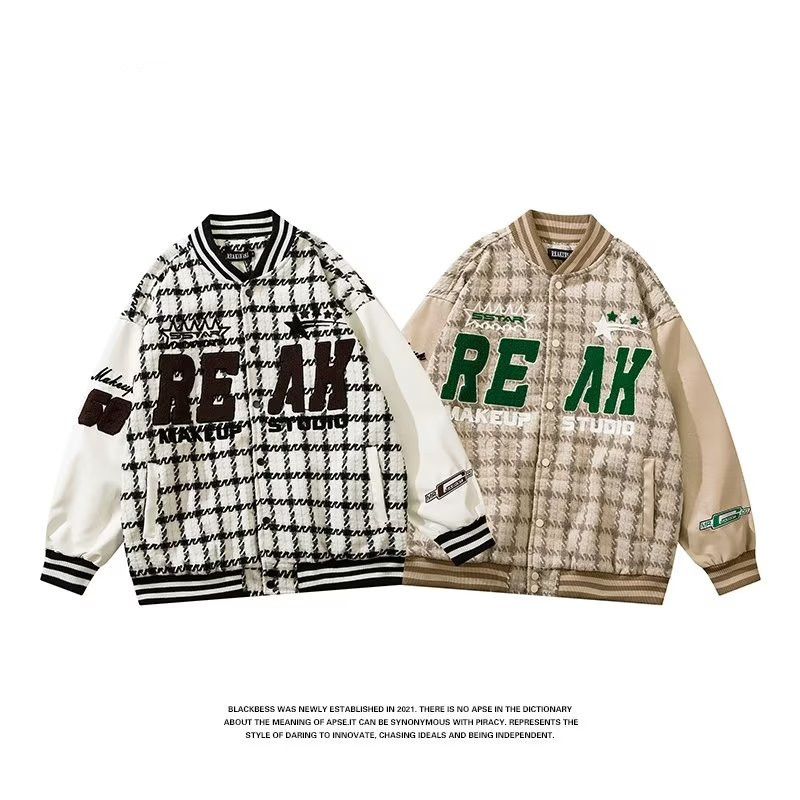 Spring and autumn season American style Retro lattice Jacket men and women lovers Easy Chaopai ins Europe and America leisure time Versatile mlb