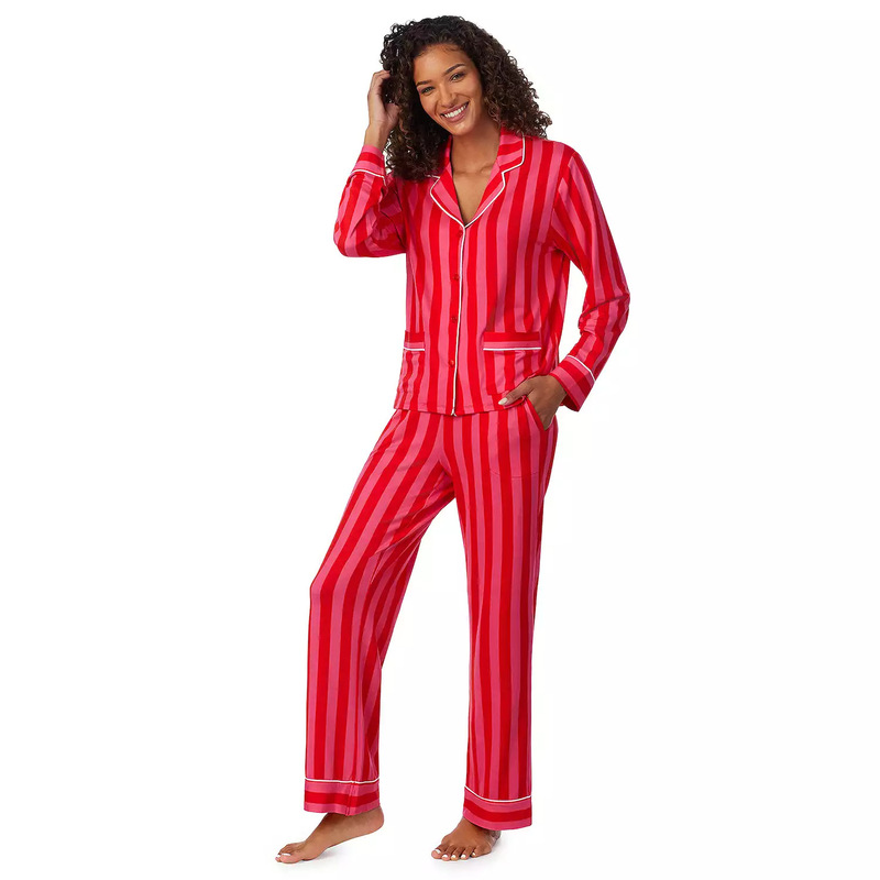 S32278 Cross-border European and American New Arrival Women's suit Striped Printed Pants Pajamas suit Cardigan Long Sleeve Top