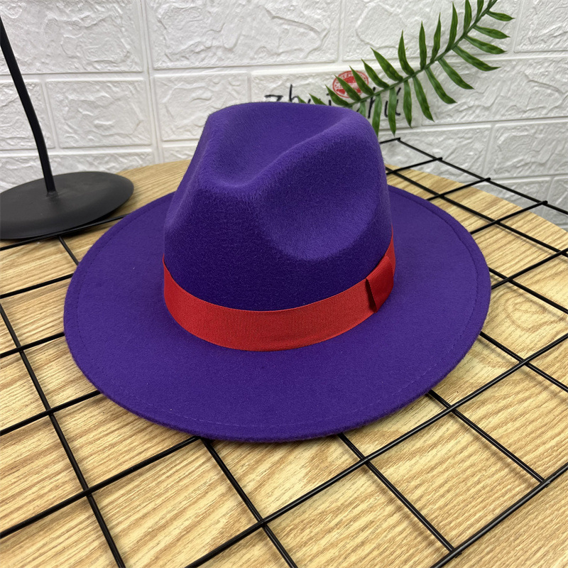 AliExpress sombrero de lana Jazz sombrero británico ala grande Xu Wenqiang mismo estilo versátil de ala ancha sombrero de caballero sombrero de rendimiento de los hombres