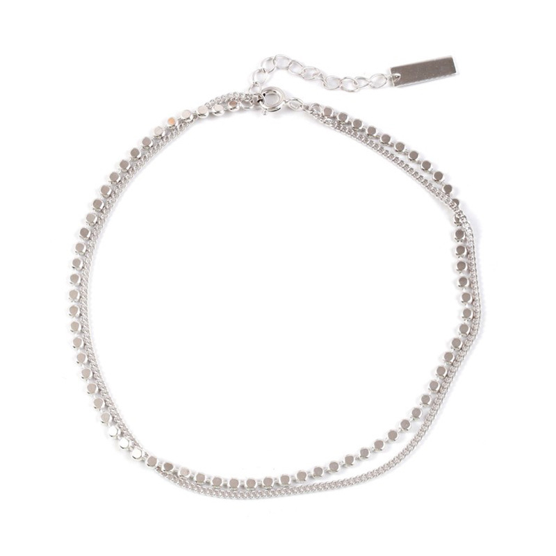 S925 Silver Double Layer Disc Anklet display picture 10