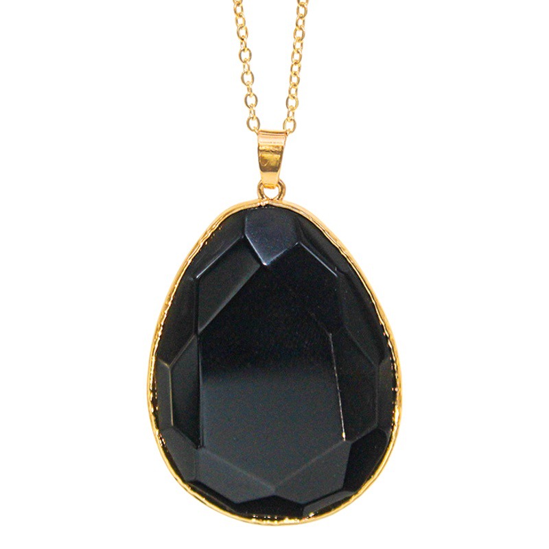 Natural Crystal Faceted Pendant Colorfulful Natural Stone Raw Stone Electroplating Edge DIY Handmade Necklace Water Drop Pendant