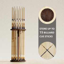 跨境木质旋转台球杆收纳架台球厅球杆整理架落地式鱼竿球杆收纳架