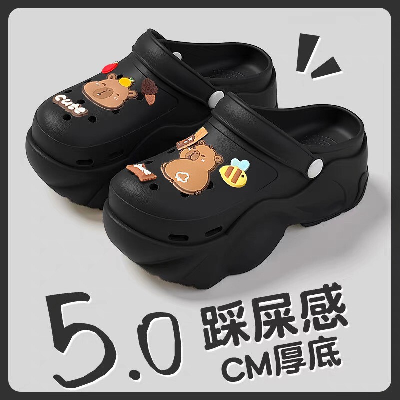 Women's Summer Outdoor Clogs with a Stepping-On-Clouds Feel, 2025 New Non-Slip Thickened Height-Increasing Beach Closed-Toe Slippers Wholesale