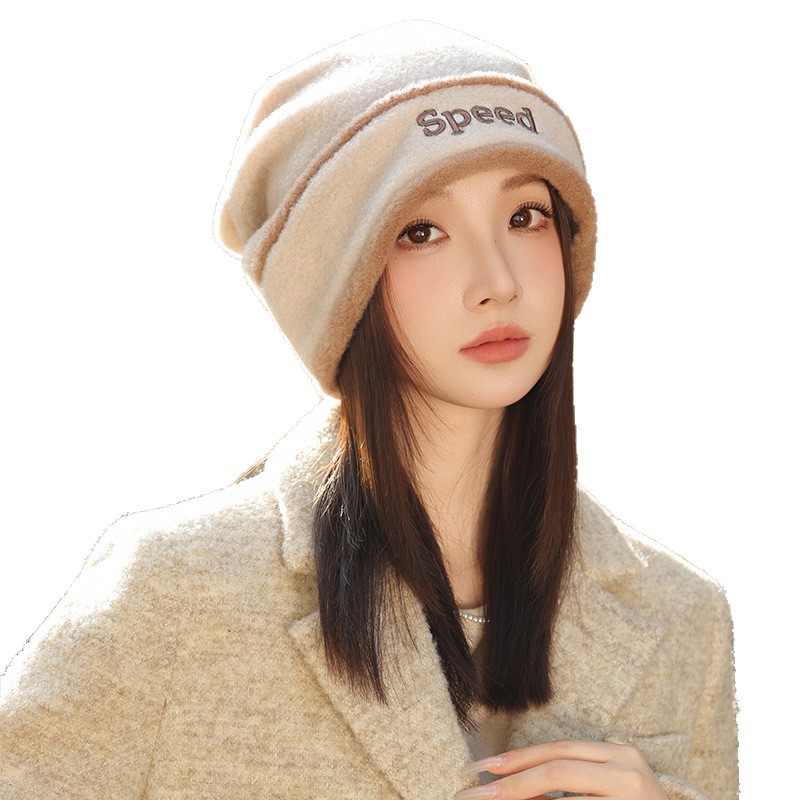 Cappello turbante versatile in stile coreano da pescatore, per esterni, autunno inverno, per donna, con ampia circonferenza della testa, che snellisce il viso._voghion.com