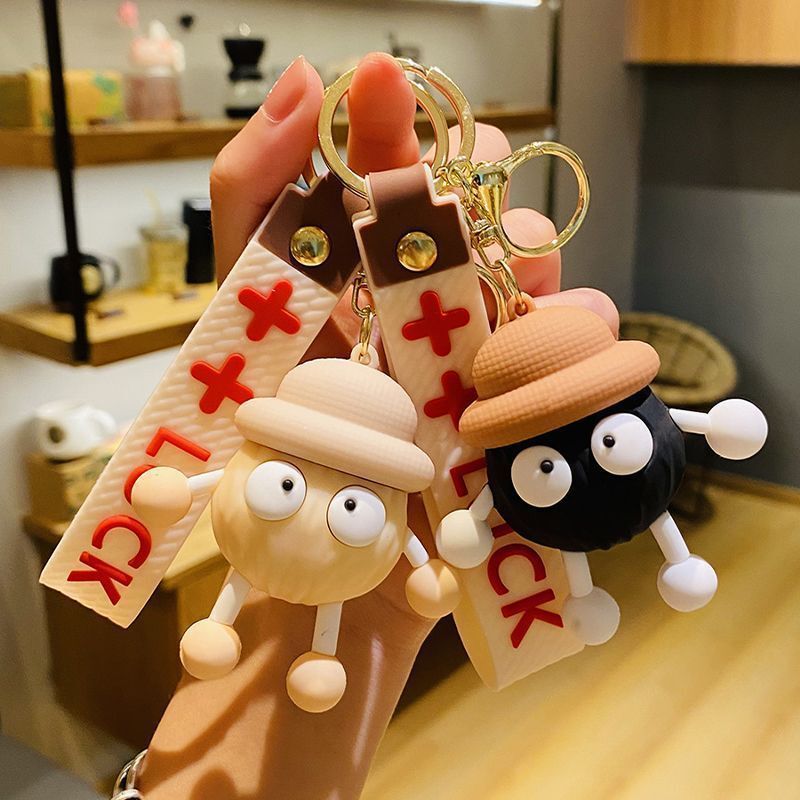 Cartoon Small Coal Ball Keychain Cute Creative Doll Pendant Car Key Schoolbag Hanging Couple Internet Celebrity Small Gift