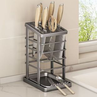 Kitchen Knife Holder Countertop Multifunctional Storage Rack for Knives, Knife Holder, Household Chopstick Holder, Integrated Kitchen Knife Draining Storage Rack