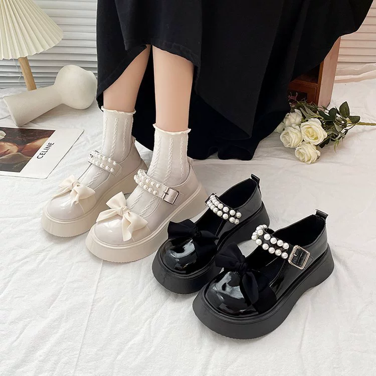 Женские лоферы с бантом Mary Jane, новинка весны и лета 2024 года, маленькие кожаные туфли, Повседневная модная универсальная женская обувь на платформе