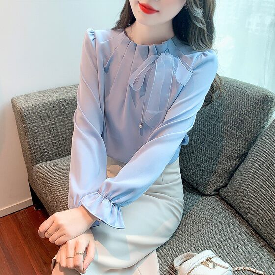 True 50% Fold Quality Women's Shirt Collection Satin Shirt Women's Spring Long Sleeve Chiffon Top Fashion Shirt