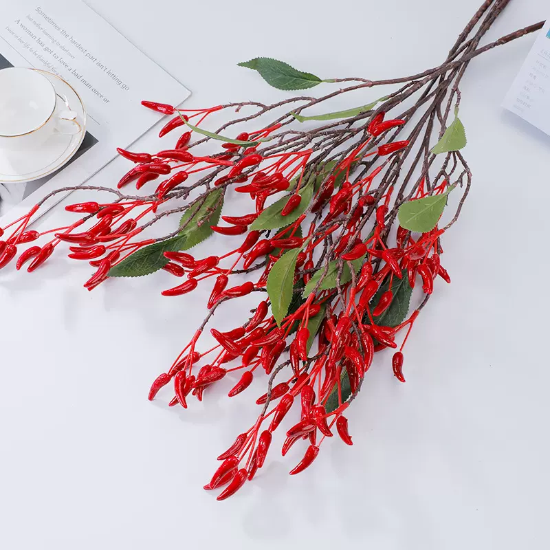 仿真辣椒假辣椒仿真绿植假花仿真花家居装饰道具发财果红果小辣椒