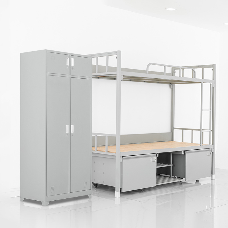 Standard upper and lower bunk steel iron frame bed school dormitory twin bed single iron bed thick single layer bed