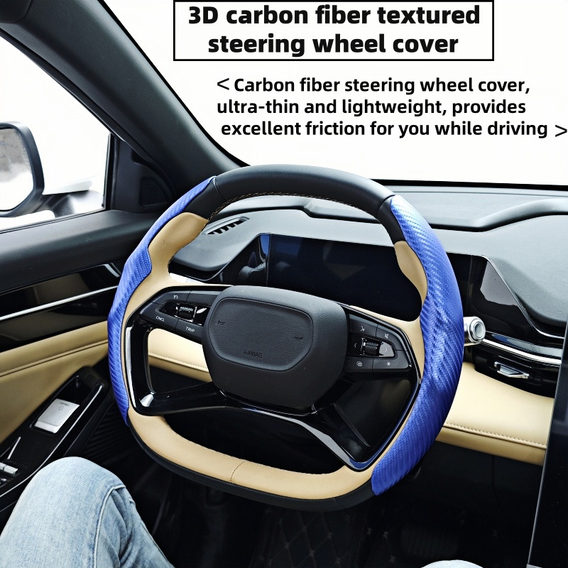 Cross-Border Trade Wholesale Carbon Fiber Leather Car Steering Wheel Handlebar Cover Anti-Slip Sweat-Absorbent Handlebar Cover Four-Season Universal Card Holder