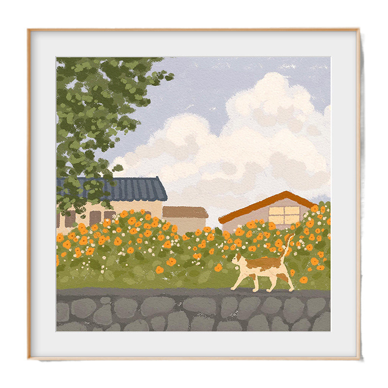 Q3Y 풍경 장식 그림 산과 바다 필드 스타일 미적 치유 부서 작은 신선한 장식 그림 따뜻한 집