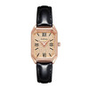 Fashionable quartz rectangular swiss watch for leisure, city style, diamond encrusted