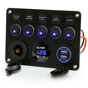 5 3 cat's eye round switch panel combination USB voltmeter mother seat car modified car charger panel 12-24V