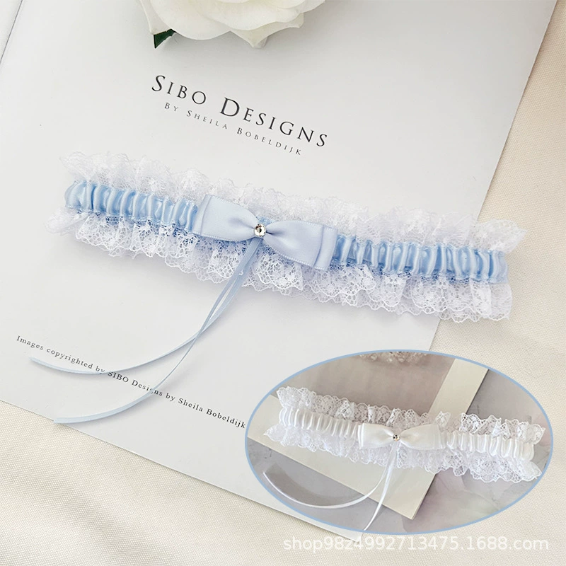 White leg strap with bow for bride, European style