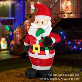经典造型节日氛围款圣诞老人超逼真手持拐杖糖的圣诞老人充气装饰