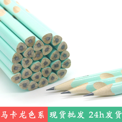 Pencil Wholesale Elementary School Writing Pen Macaron Pencil Triangular Rod HB Hole Pen Learning Stationery Lettering Pencil