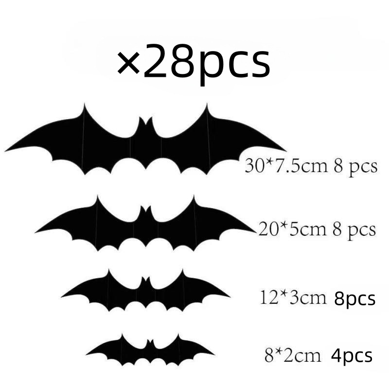 クロスボーダーハロウィン装飾 3D 立体バットパーティー用品シーンレイアウト壁ステッカー黒スパイダーステッカー|undefined