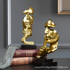 Silent is Golden TV Cabinet Decor for Office, Creative Home Desk Craftsmanship Sculpture Ornament