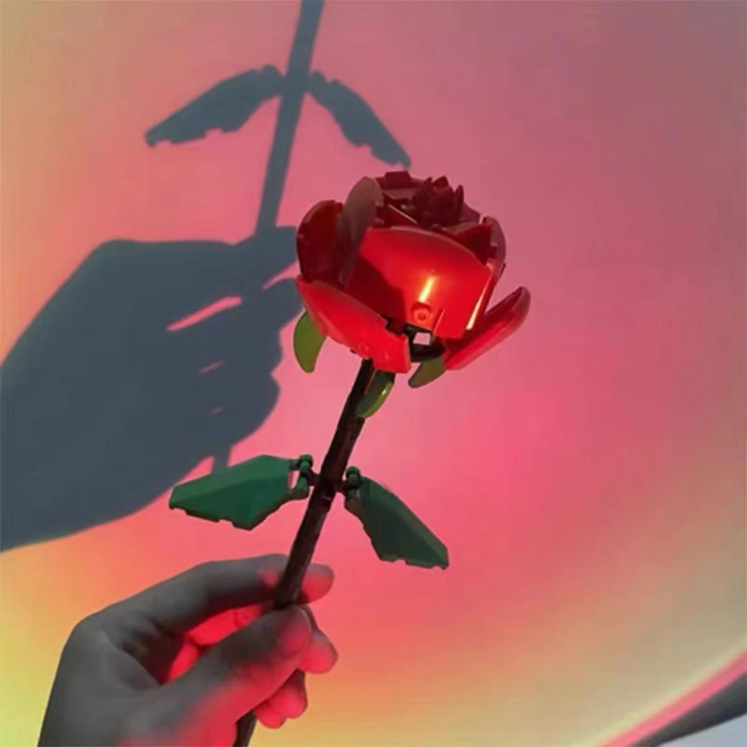 Ramo de bloques de construcción Rosas de bricolaje Maestros de Navidad Regalos de vacaciones Día de San Valentín Rosa rosa azul al por mayor