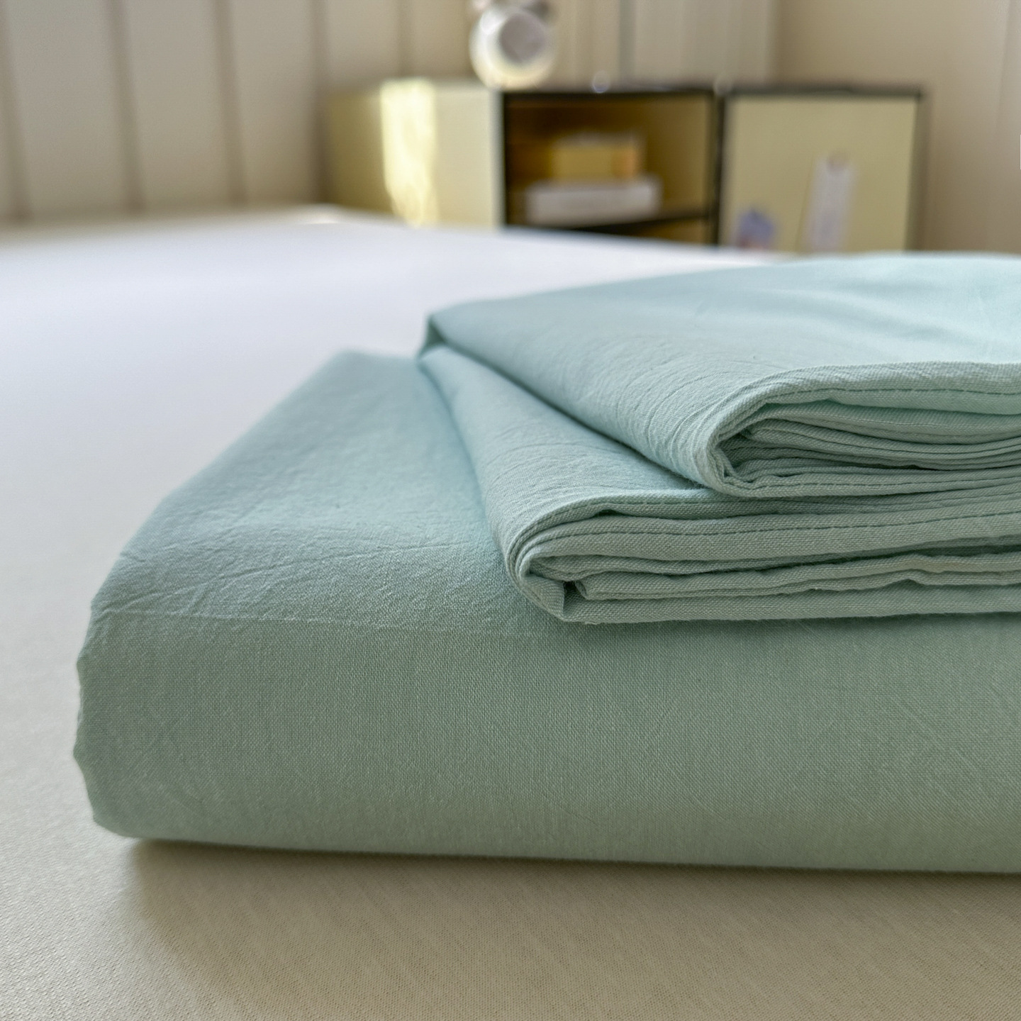 Washed Cotton Bed Sheet Pure Cotton Plaid Or Solid Colour Single_voghion.com