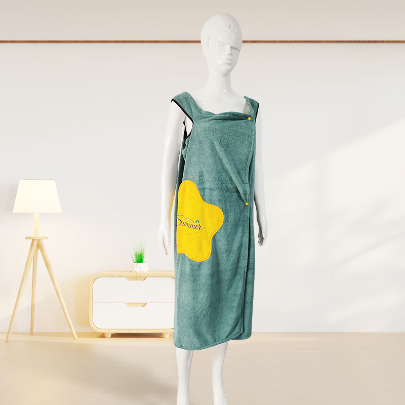 목욕 타월 그린 착용