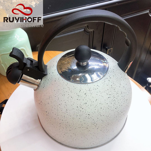Wholesale Custom Amazon New Stainless Steel Sound Pitcher European Style Whistling Kettle with Color Ribbon Water Spraying and Sound Water Pitcher