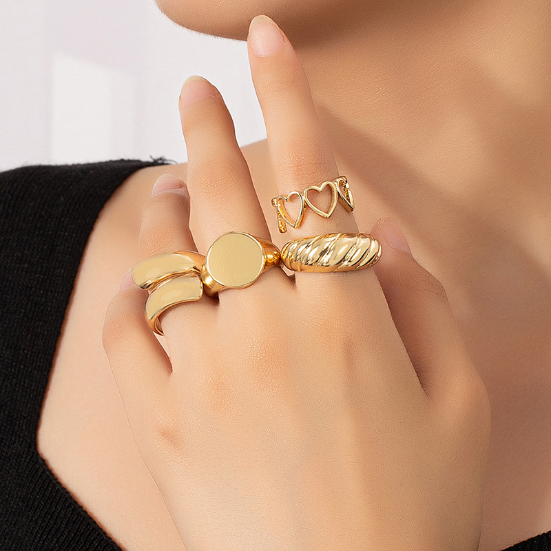Retro Round Heart Shape Alloy Plating Open Ring
