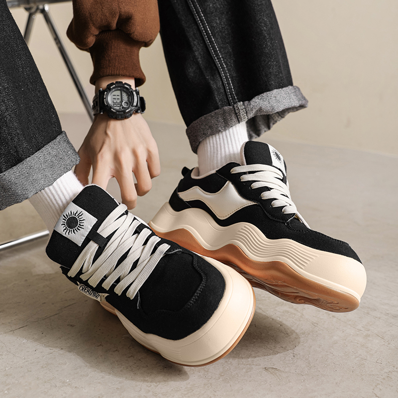 Men's Summer Sneakers with Thick Soles for Height Increase, Trendy Korean Niche Canvas Shoes