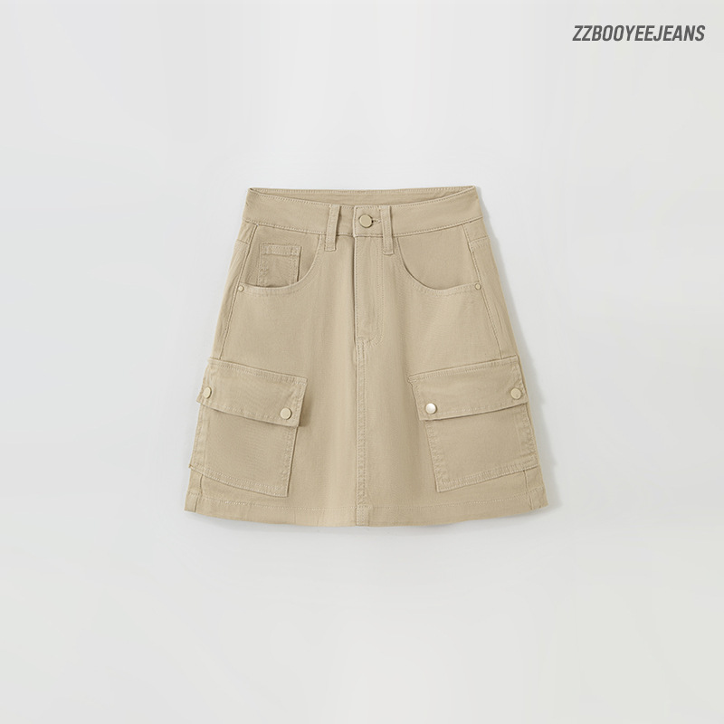 Tooling Denim Short Skirt Women's Lining Anti-glare apricot A- line Skirt Pants High Waist Slimming Stretch high quality Hot Girl Pants Tooling Denim Short Skirt Women's Lining Anti-glare apricot A- line Skirt Pants High Waist Slimming Stretch high quality Hot Girl Pants