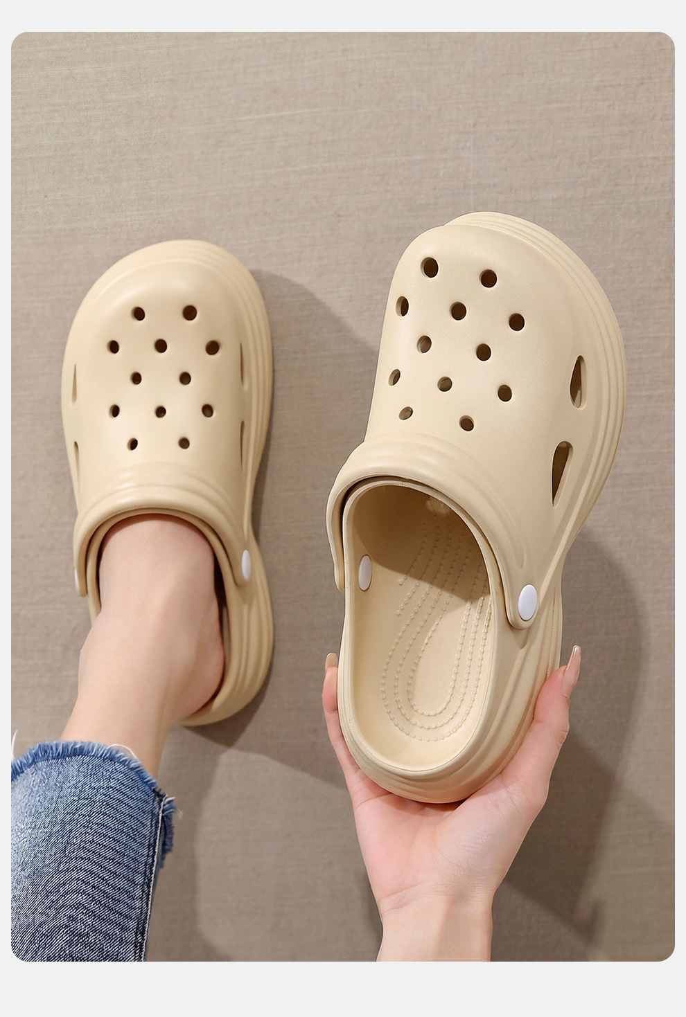 Women's Perforated Height Enhancing Platform Slippers Summer_voghion.com