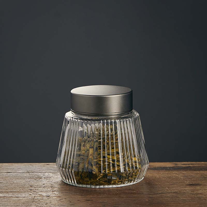 Glass Hammered Pattern Tea Canister, Small Storage Tea Canister, Gongfu Tea Set, Home Tea Storage, Sealed Tea Canister