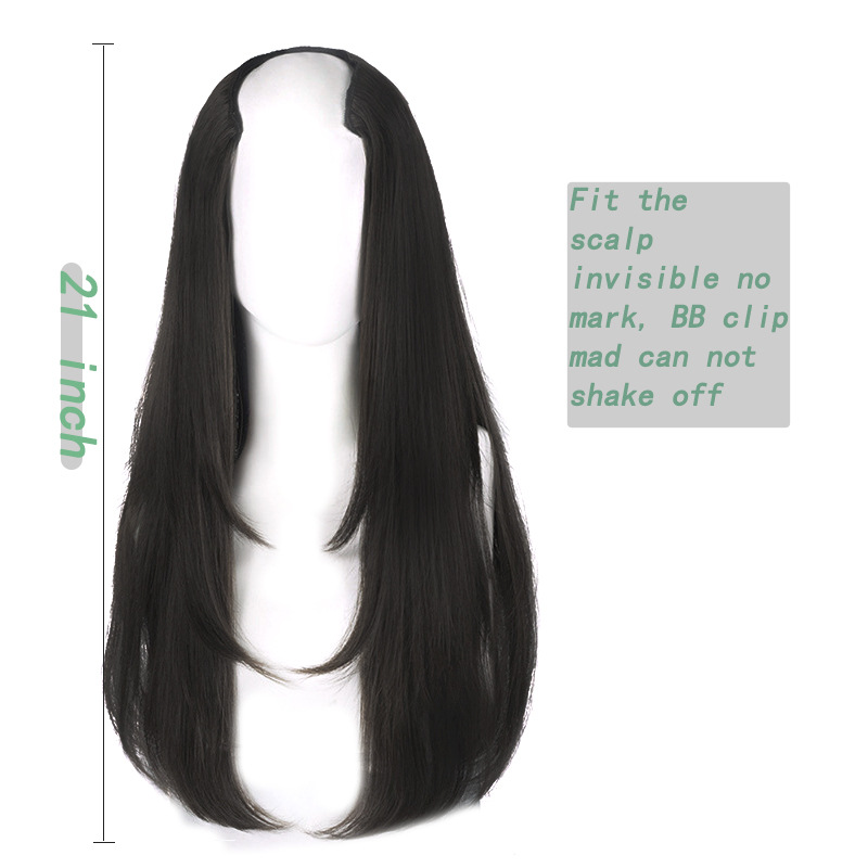 Transfronterizo coreano dulce hermana micro-rollo troyano estampado una pieza de pelucas de mujer seda de alta temperatura fábrica al por mayor