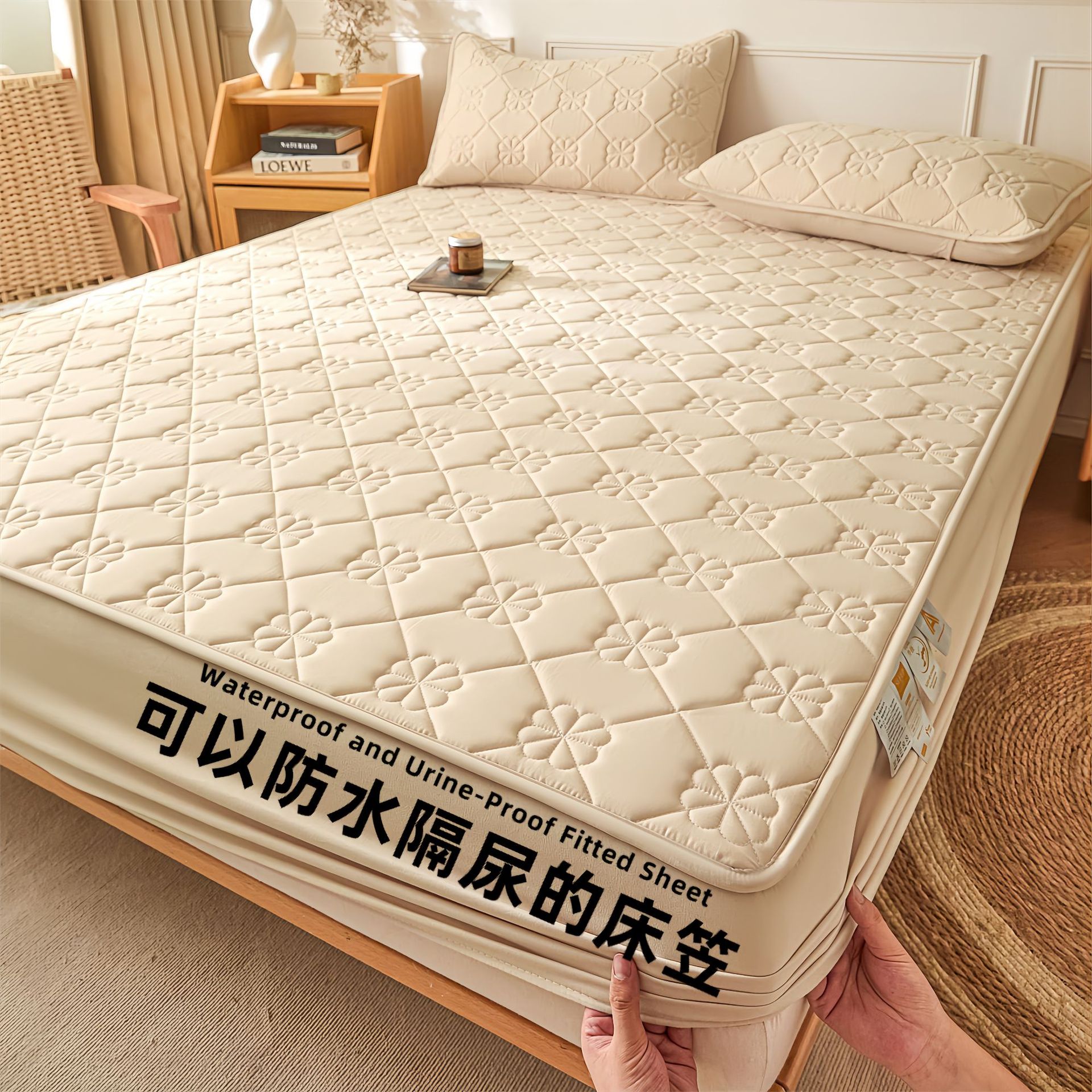 Todo incluido Cama de diafragma impermeable clase A Casa de algodón puro grado madre y bebé dormir desnudo máscara de cama de algodón antibacteriano cubierta de colchón una sola pieza