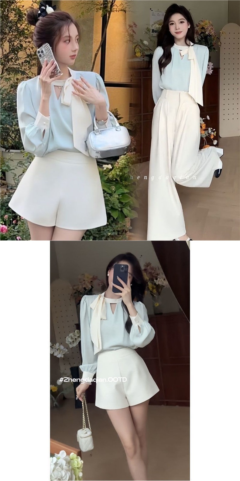 Ensemble deux pièces GraceChic printemps, pantalon long, tailleur professionnel, chemise élégante pour femme, short tendance style coréen_voghion.com