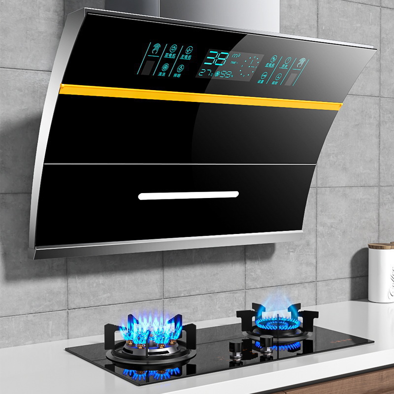 Range Hood Household Kitchen Large Suction Dual Motor Side Suction Automatic Cleaning Range Hood