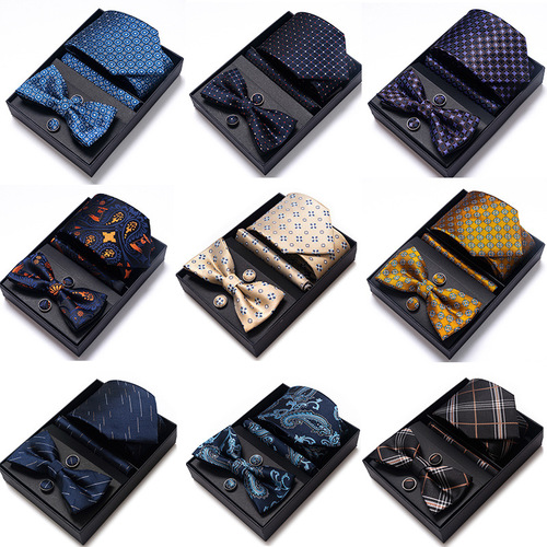 Cross-border best-selling 5-piece set business suit tie 8CM men's tie tie set gift box factory wholesale
