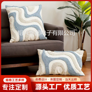 跨境热销现代简约帆布圈绒抽象刺绣抱枕套民宿波西米亚沙发靠垫套-阿里巴巴
