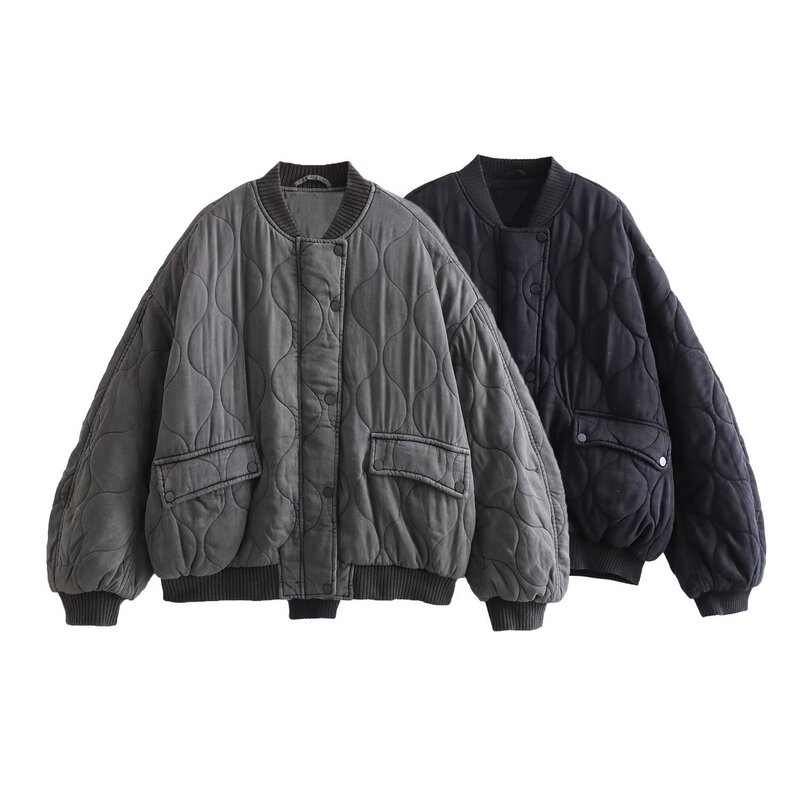 Foreign trade wholesale autumn new European and American style cotton-padded jacket loose quilted bomber jacket coat 4088246