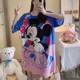 in stock Women's Skirt Lazy Style plus size Women's Nightdress Short-sleeved Loose Comfortable Round Neck Cute Cartoon Printed Home Clothes