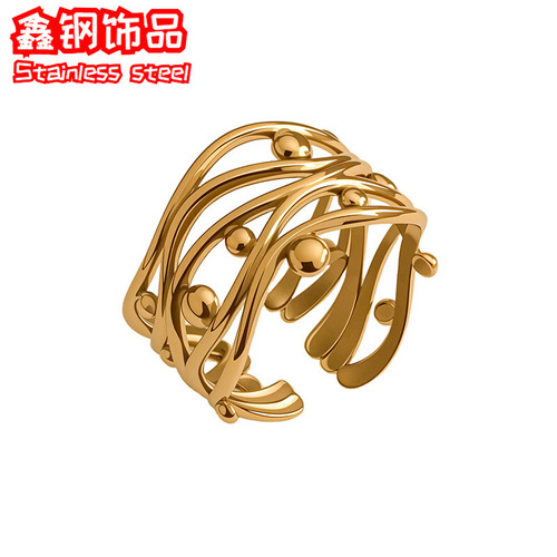Best-selling stainless steel open ring 304 material adjustable 18K titanium steel ring handmade jewelry wholesale