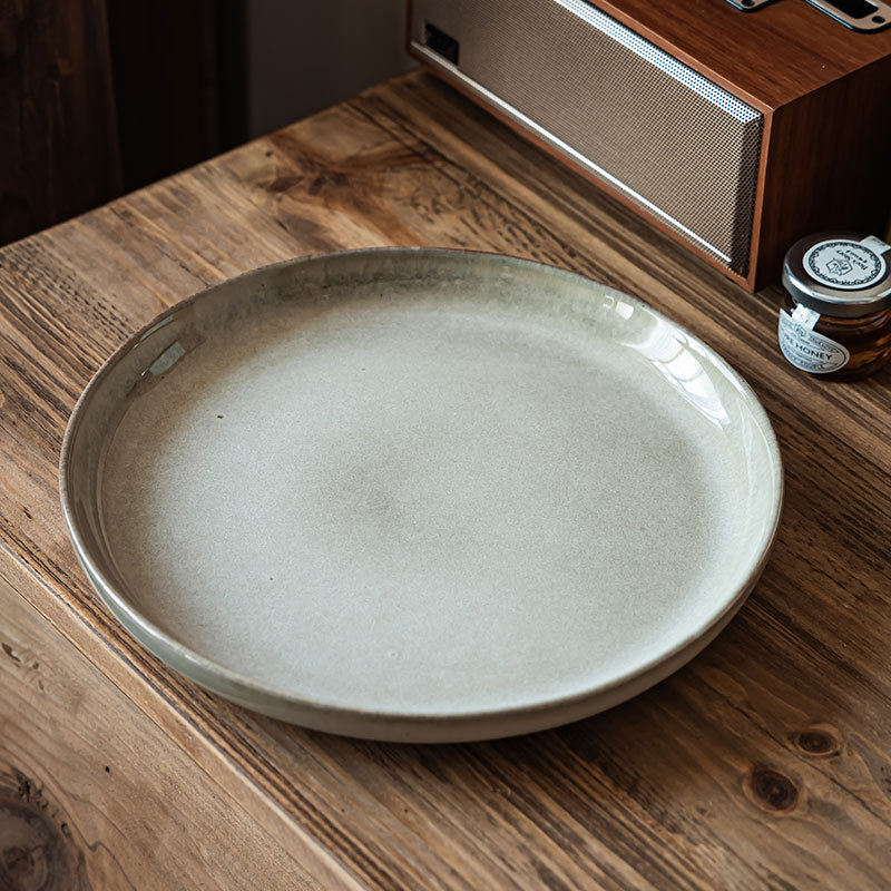 Plato de cerámica retrógrado de alta calidad restaurante carne pasta plato de platos caseros de color sólido plato de platos diarios simple plato de arena