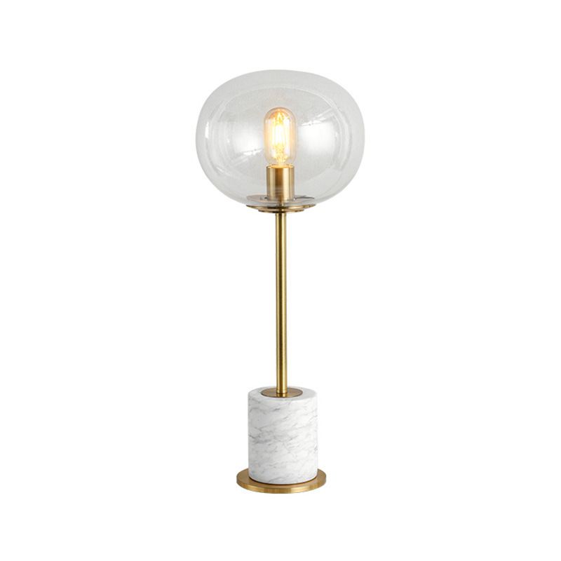 Lámpara de dormitorio de mármol, lámpara de noche de cristal decorativa de estilo americano para villas y hoteles, luz LED de ambiente de lujo.