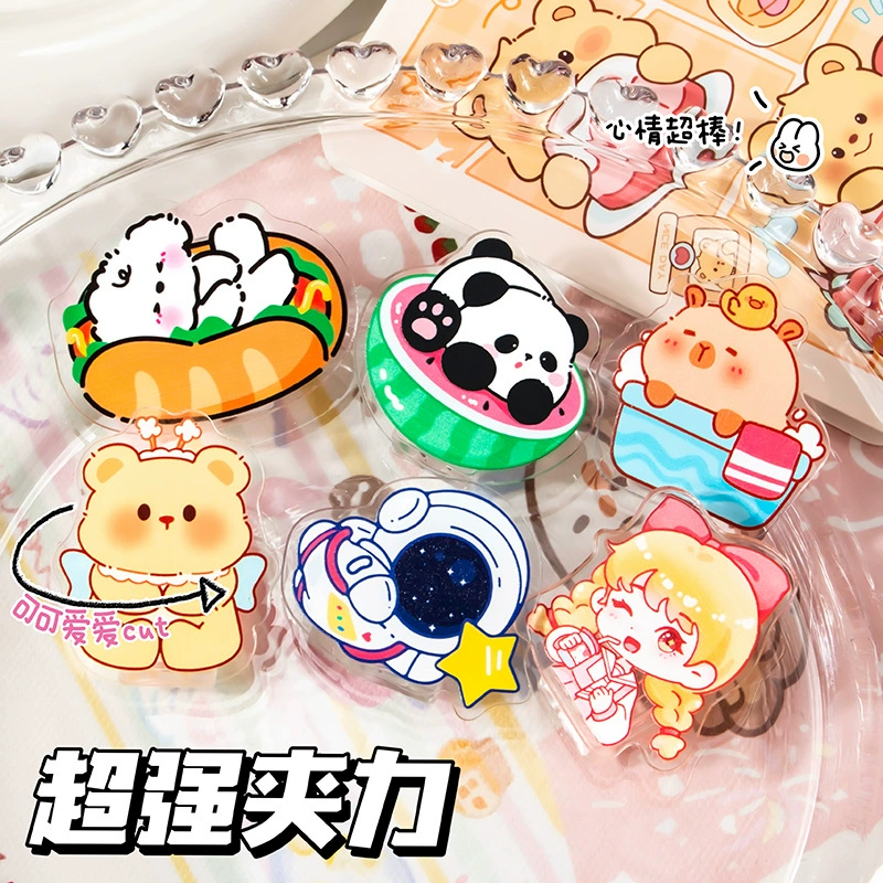  acrylic clip cartoon cute single-sided PP clip learning office desk sticky notes test paper creative clip