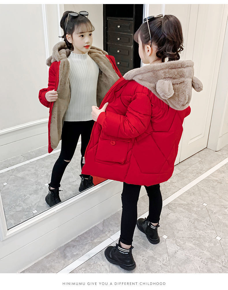 Girls' cotton thickened winter outfit, 2023 new medium to large children's down jacket, cute mid_voghion.com