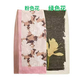 外贸单！2025新款秋季印花折痕开叉半身裙中长裙3666165