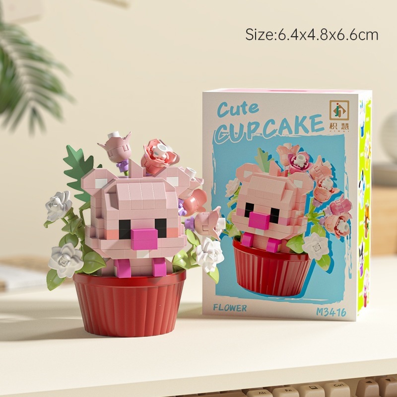 Le transfronterizo postre de dibujos animados muñeca ensamblaje de bloques de construcción decoración caja ciega juguetes de puzzle para niños 1 de junio tienda de regalo